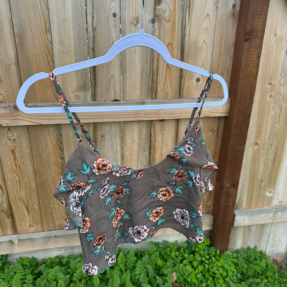 Wet Seal Brown Floral Crop Top